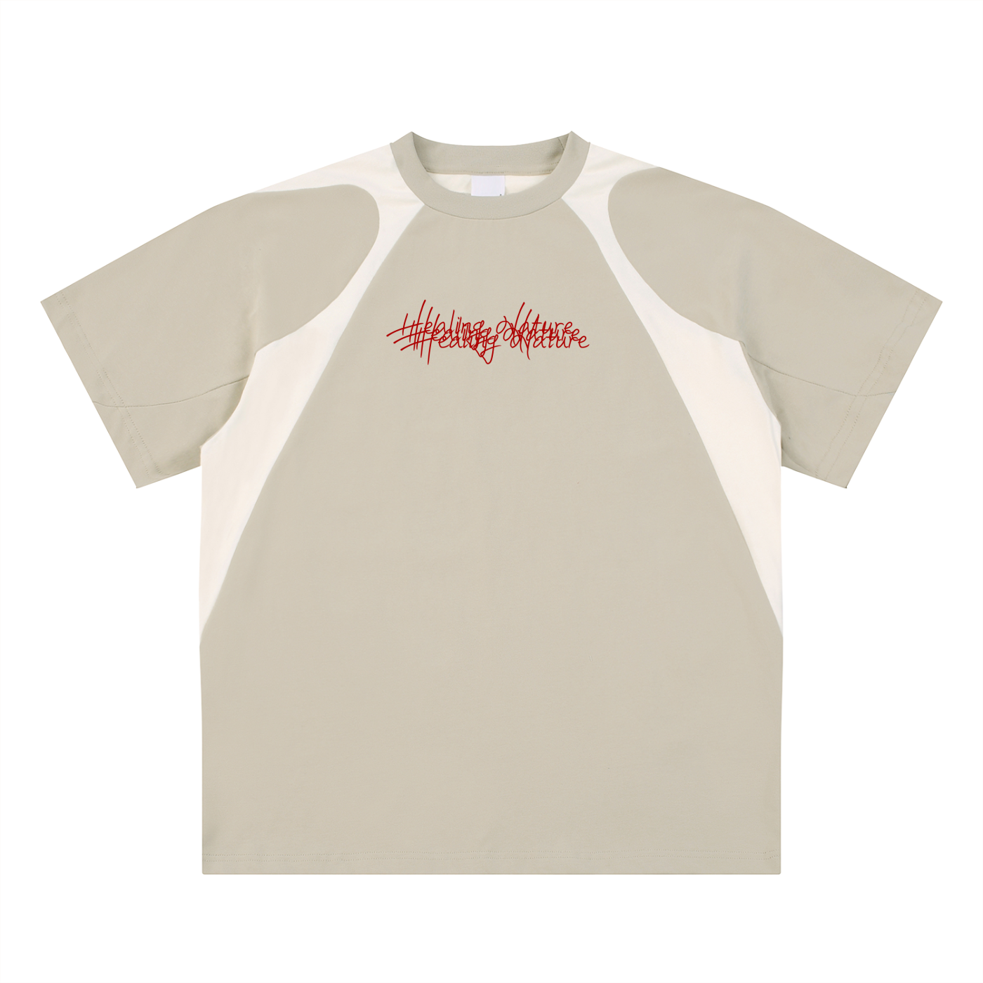 Contrast Panel Cotton T-Shirt