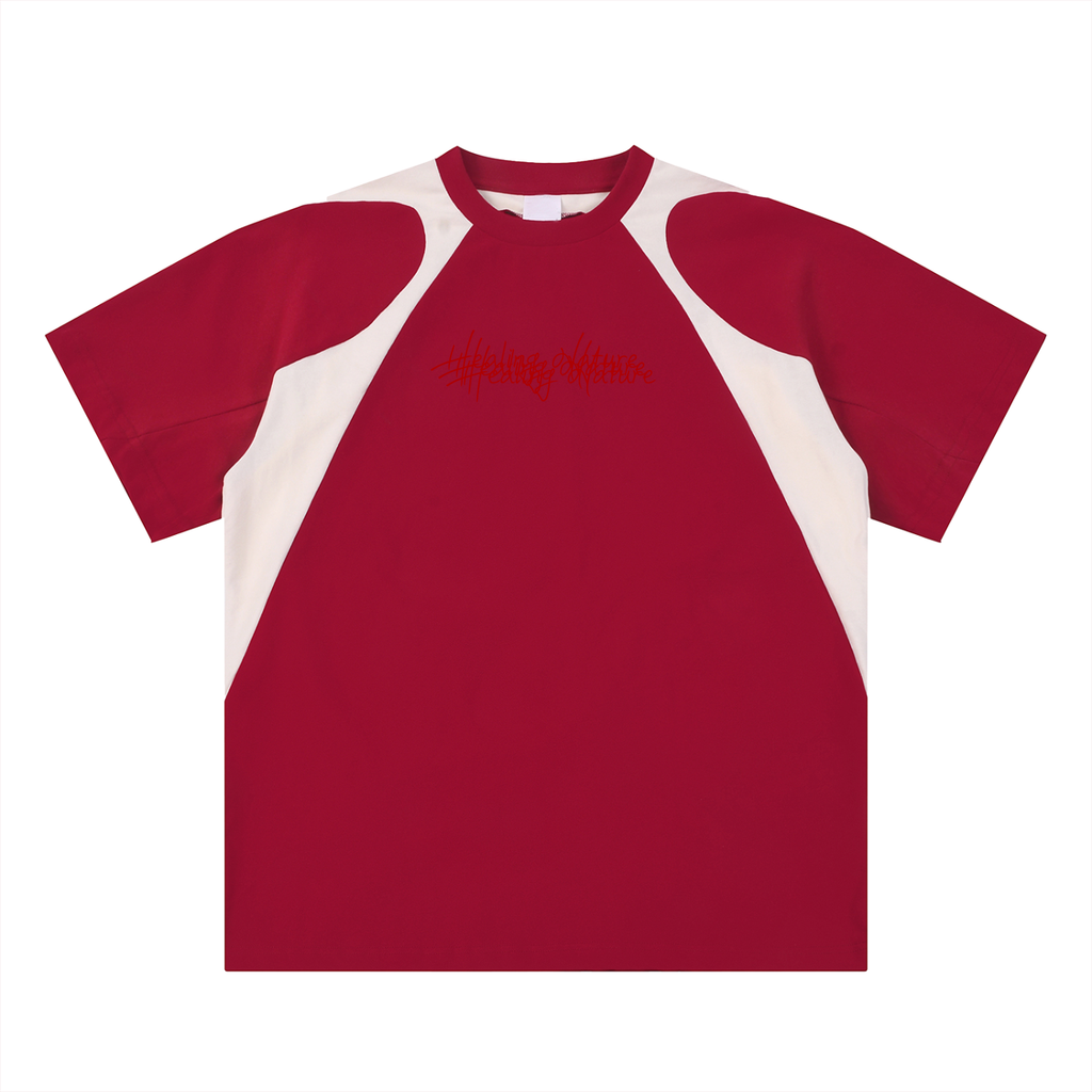 Contrast Panel Cotton T-Shirt