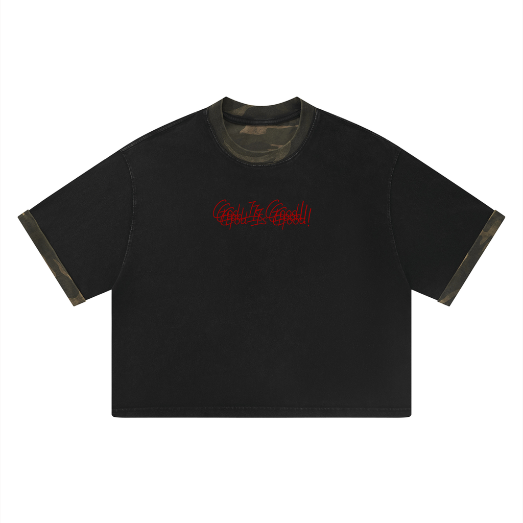 Unisex Vintage Wash Camo Panel T-Shirt