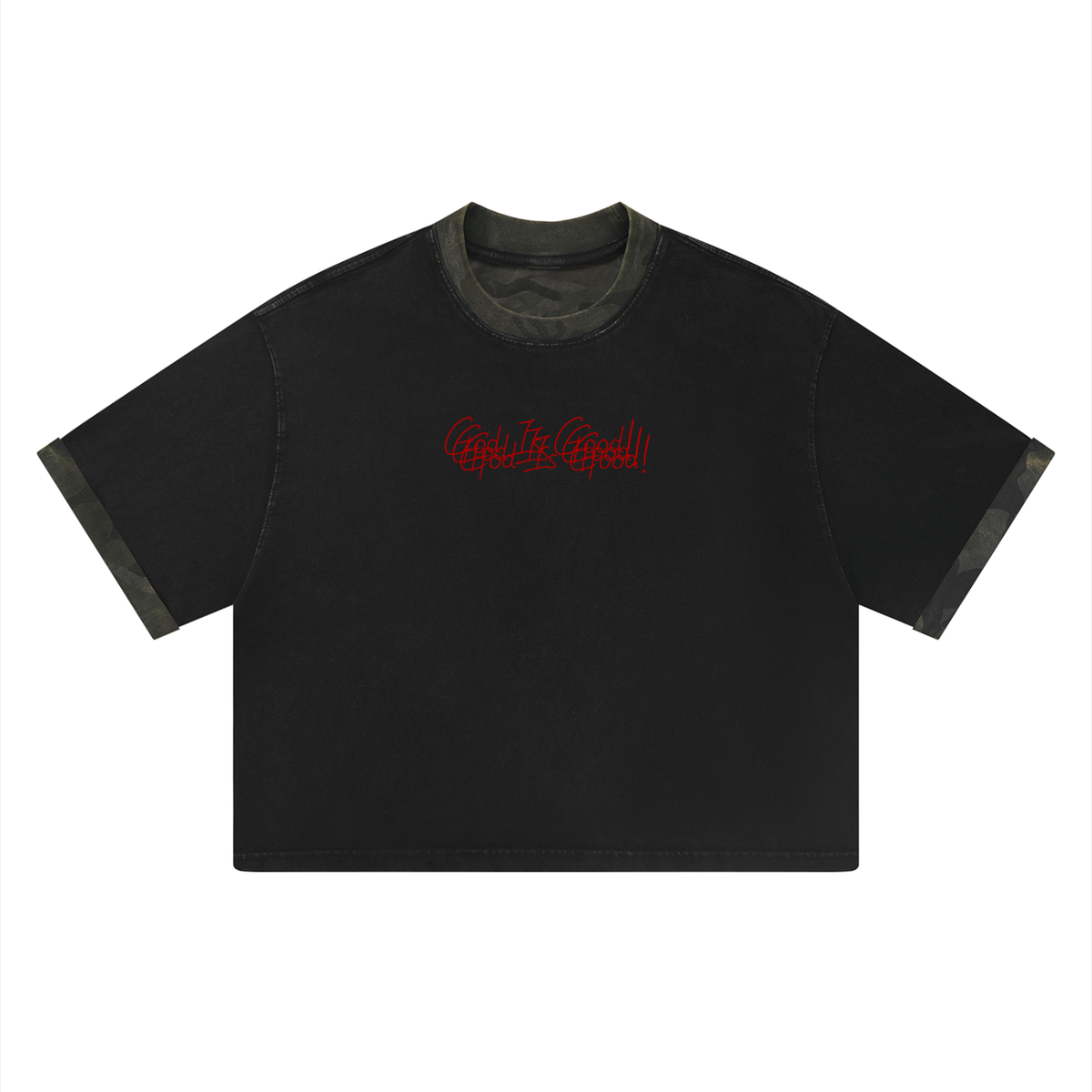 Unisex Vintage Wash Camo Panel T-Shirt