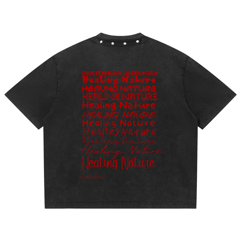 Unisex Washed Boxy Studded T-Shirt