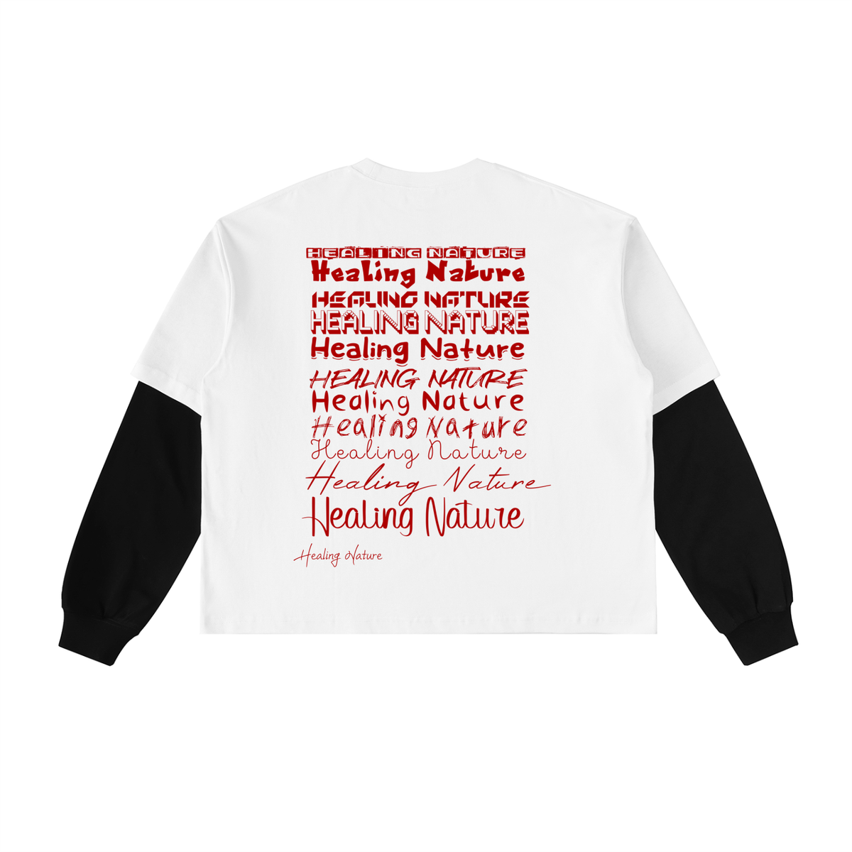 Layered Contrast Sleeve Cotton T-Shirt
