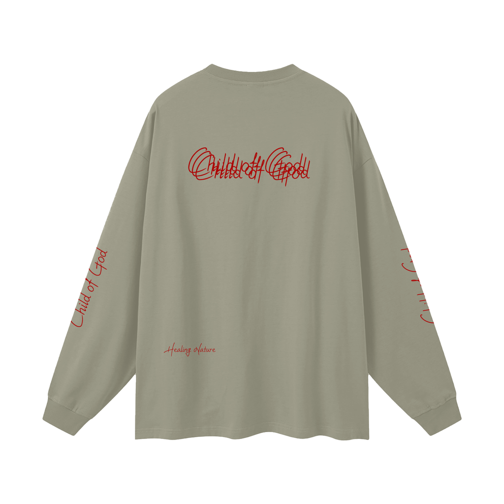 Unisex Earth Tone Loose Fit Long Sleeve T-Shirt
