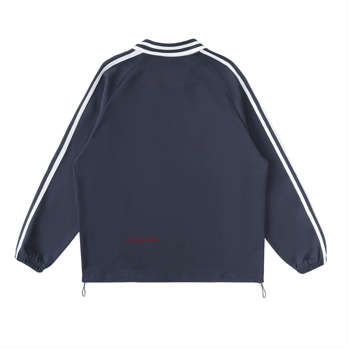 Contrast Striped Lapel Collar Sweatshirt