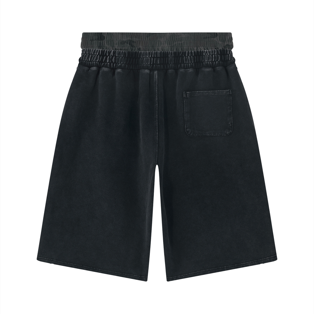 Unisex Vintage Wash Camo Panel Leg Shorts