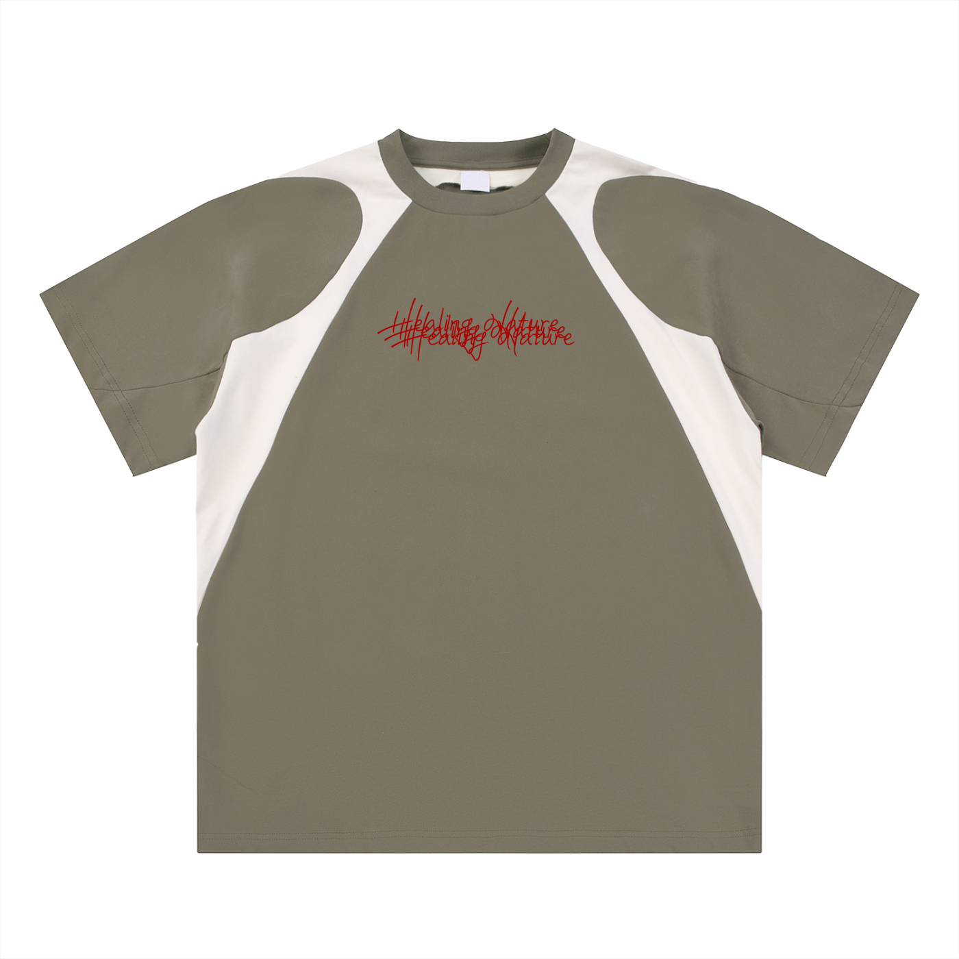 Contrast Panel Cotton T-Shirt