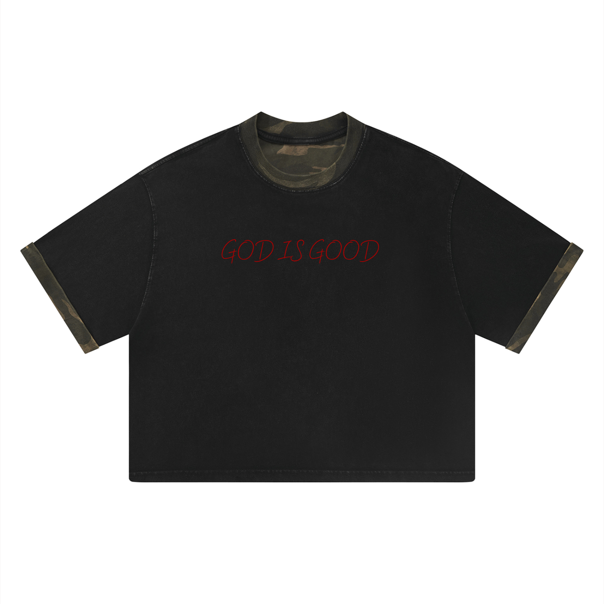 Unisex Vintage Wash Camo Panel T-Shirt
