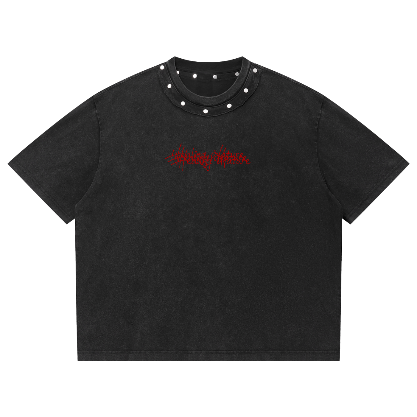 Unisex Washed Boxy Studded T-Shirt