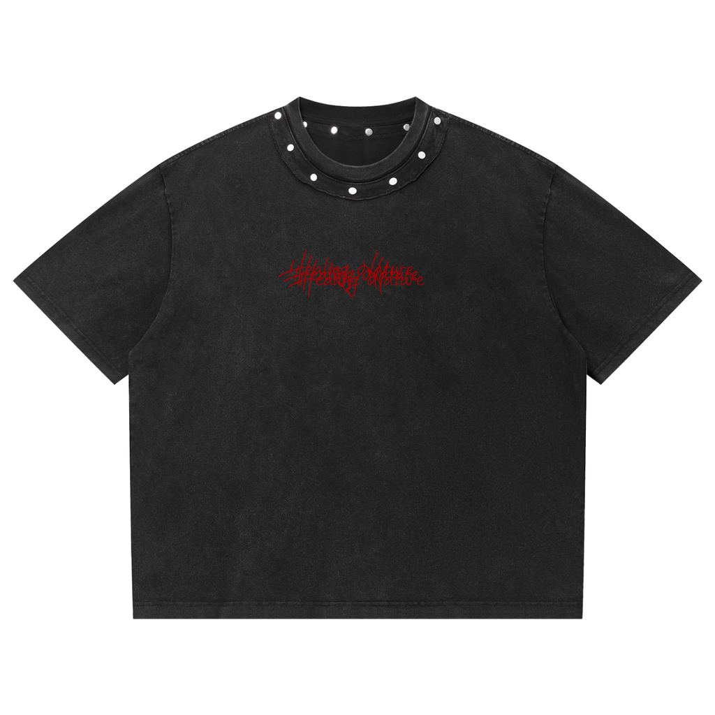 Unisex Washed Boxy Studded T-Shirt