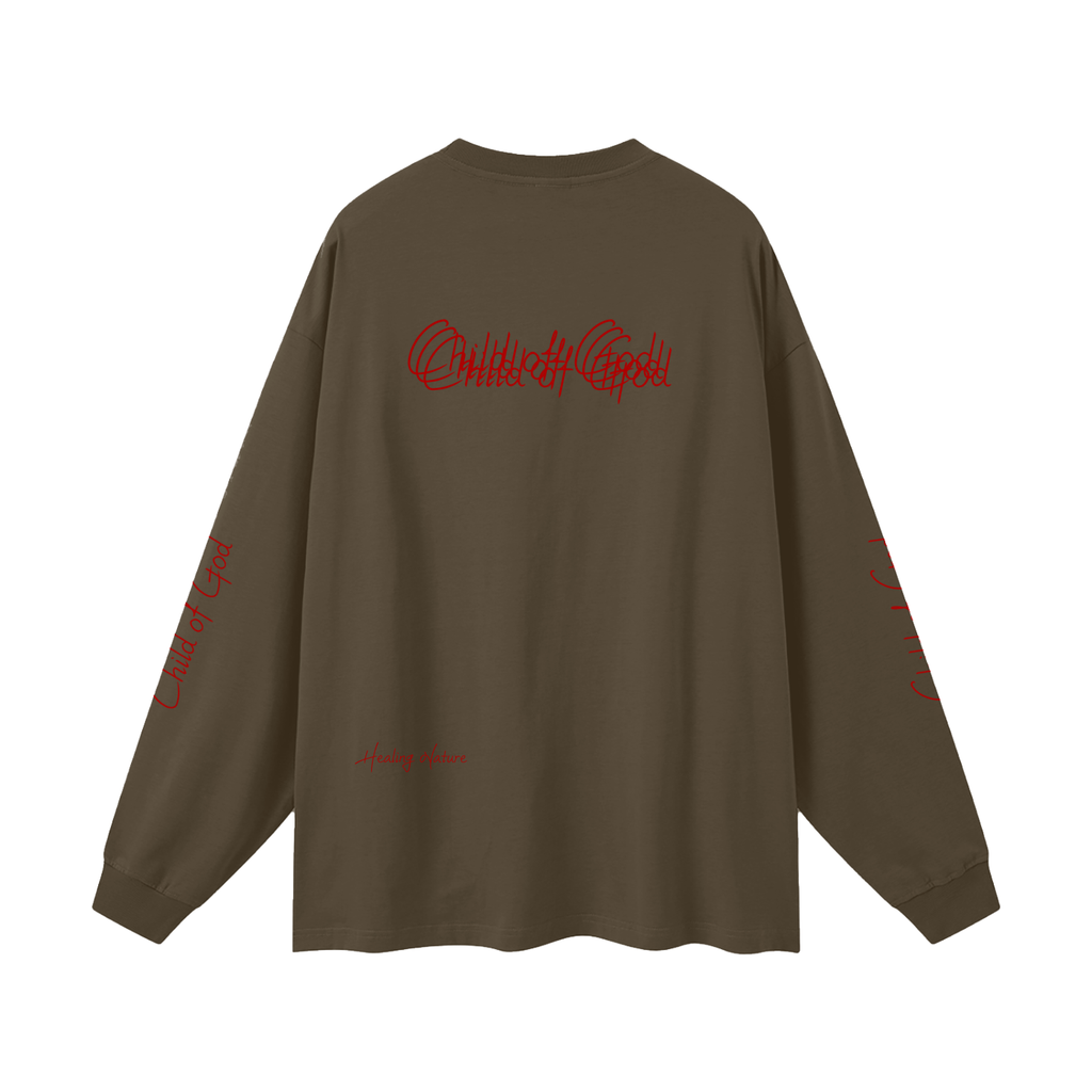 Unisex Earth Tone Loose Fit Long Sleeve T-Shirt
