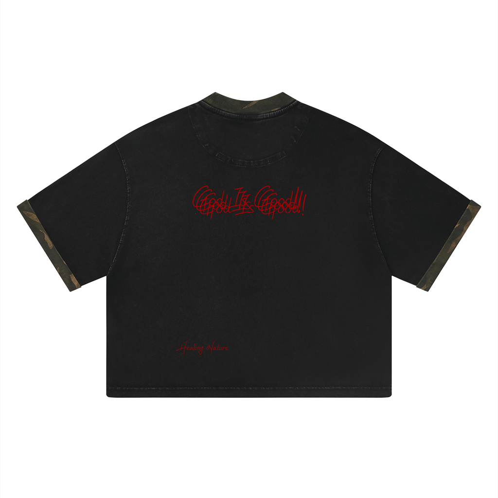 Unisex Vintage Wash Camo Panel T-Shirt