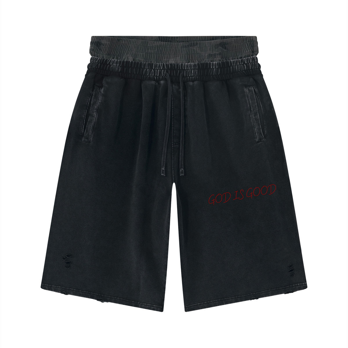 Unisex Vintage Wash Camo Panel Leg Shorts