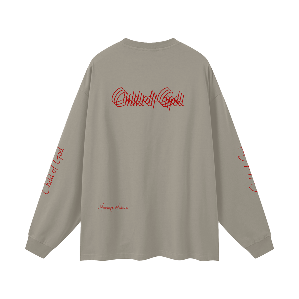 Unisex Earth Tone Loose Fit Long Sleeve T-Shirt