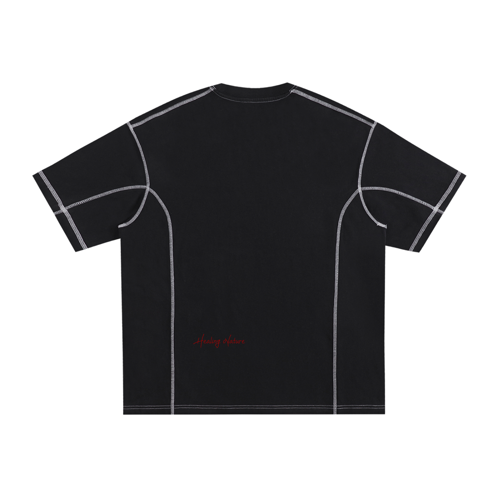 Streetwear Contrast-Stitched Cotton T-Shirt