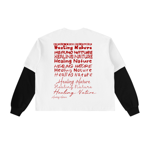 Layered Contrast Sleeve Cotton T-Shirt