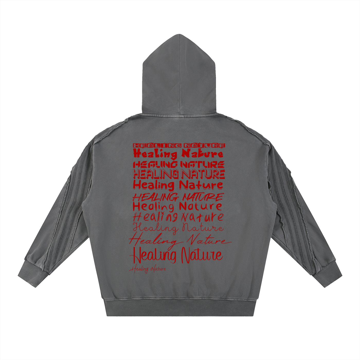Snow Washed Tape Raw Edge Zip Hoodie
