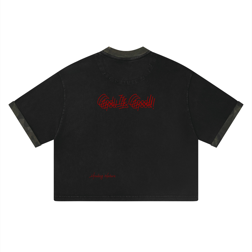 Unisex Vintage Wash Camo Panel T-Shirt