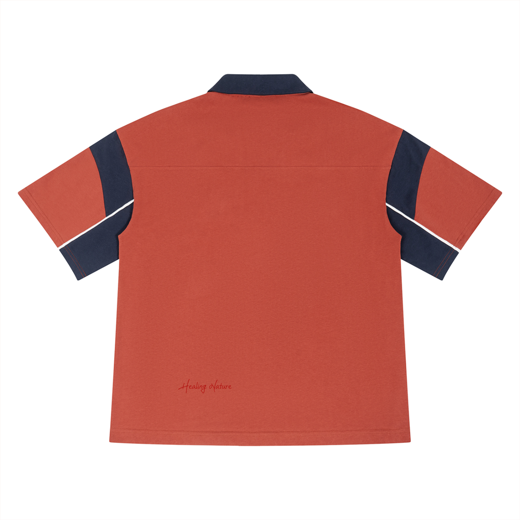 Unisex Boxy Color Block Polo Shirt